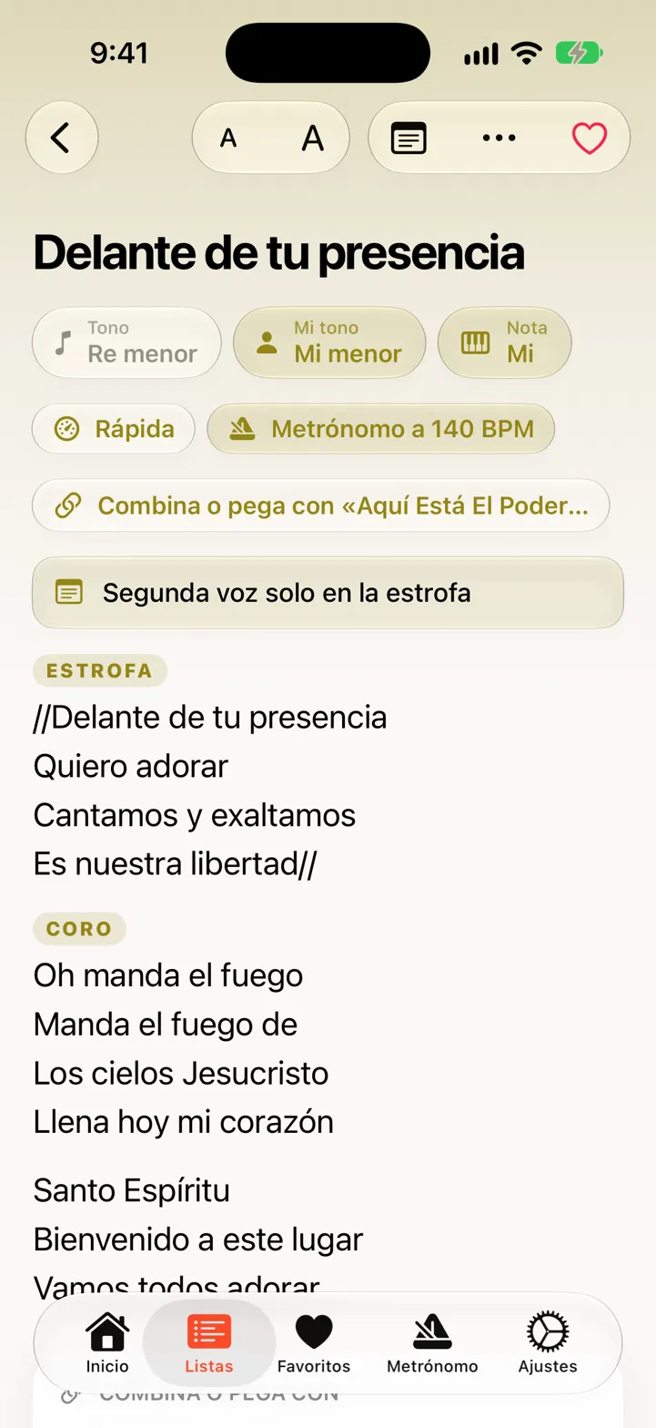 Detalle de una canción en Lyrio
